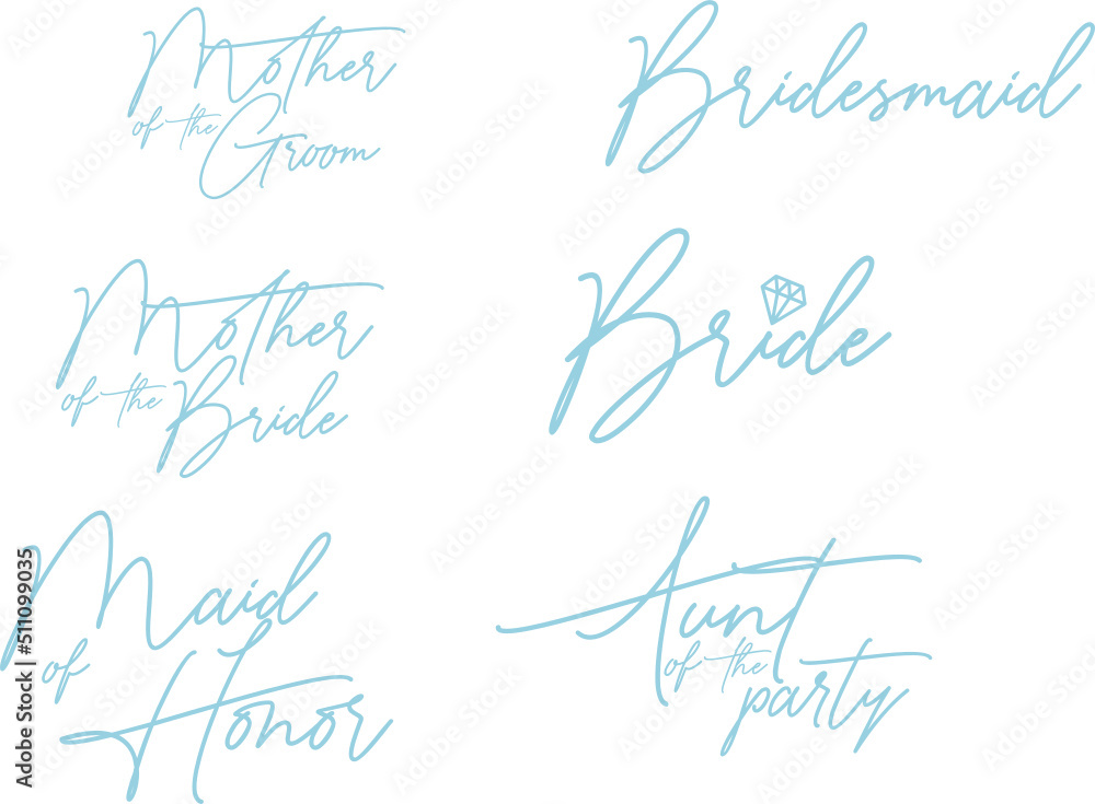 Script Bridal Party Names Script Bridal Party Names