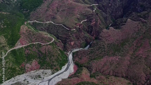 Aerial flyover the gorges de Daluis in the French Alps photo