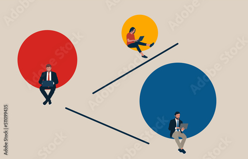 Corporate worker, businessman, writer, creator or blogger. Home office and online business meeting vector concept. Self isolation and social distancing in business. New normal in coronavirus pandemics
