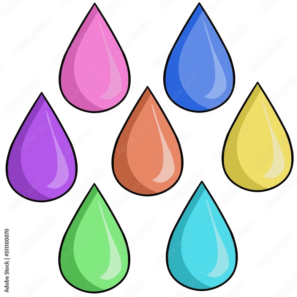 Set of multi-colored paint drops, pastel shades, vector illustration Set of multi-colored paint drops, pastel shades, vector illustration