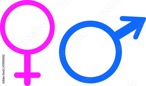 2d illustration Male and female gender symbols