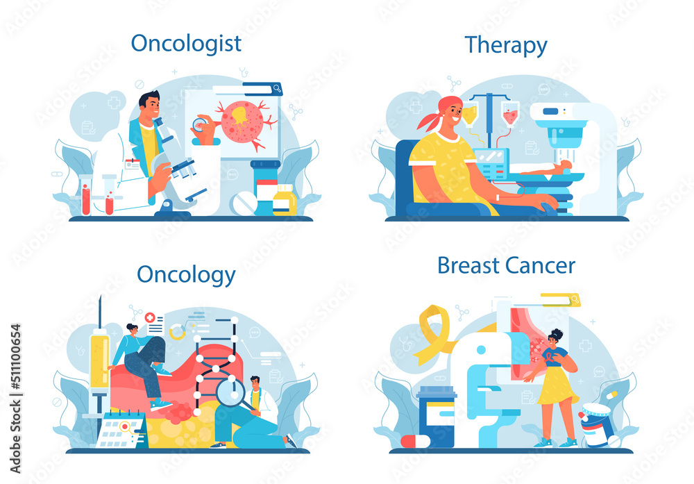 Professional oncologist set. Cancer disease modern diagnostic