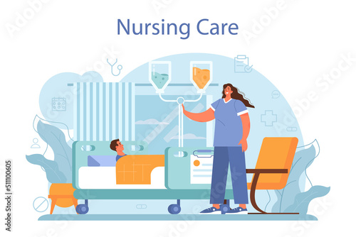 Nurse. Medical assistant, hospital worker taking care of patient.