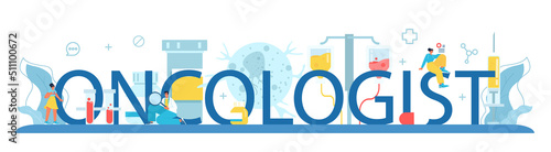 Oncologist typographic header. Cancer disease modern diagnostic