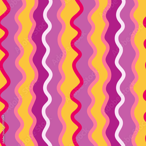 Creative vertical stripes background. Hand drawn abstract wavy line endless wallpaper. Funny waves seamless pattern.