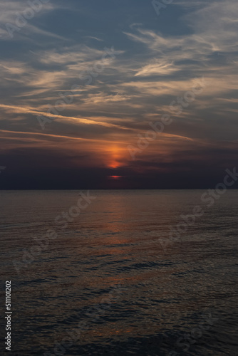 Sunset on the Black Sea  a beautiful horizon on the Bulgarian beach.