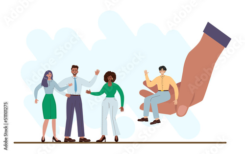 Employee adaptation concept. Company newcomers adaptation, new team