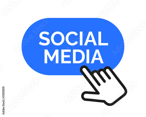 Social media - internet user is going to click and enter to social networking site, website and service. Vector illustration isolated on white.