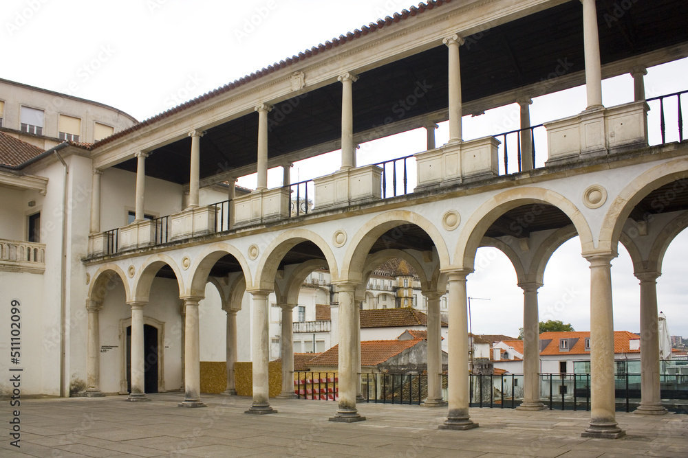 Inner courtyard of National Museum Machado de Castro in Old Upper Town in Coimbra, Portugal