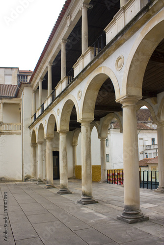 Inner courtyard of National Museum Machado de Castro in Old Upper Town in Coimbra, Portugal 