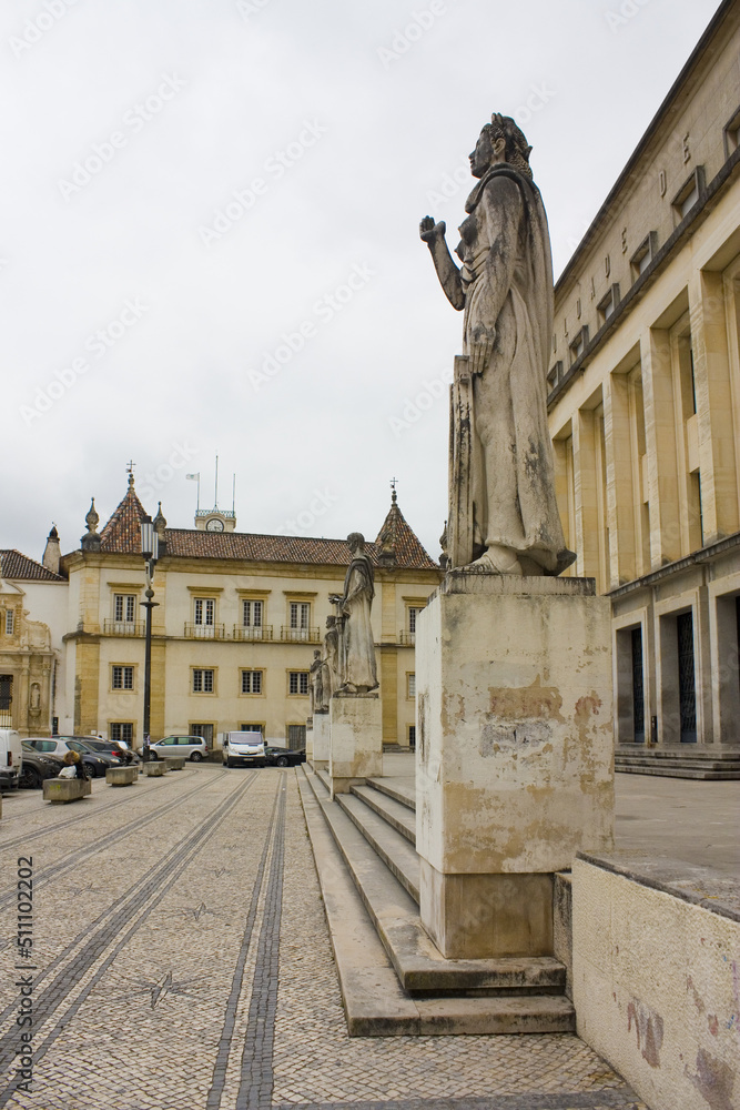 Safo statue in front Facultade de Letras in Coimbra University, Portugal