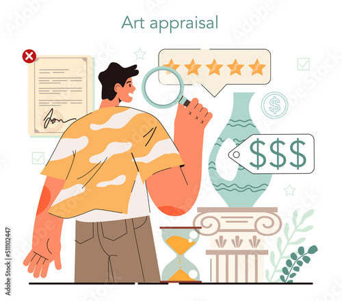 Valuables evaluation concept. Appraisal services, selling and buying