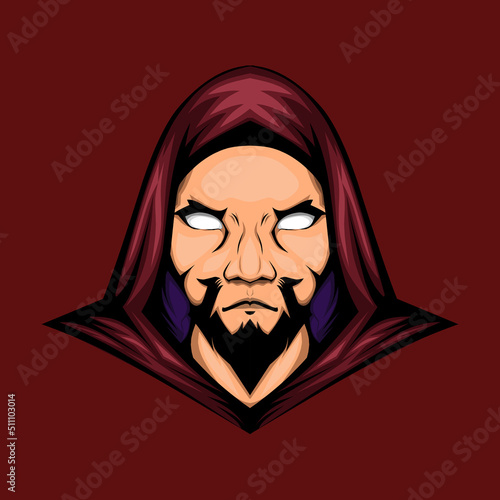 wizard logo or symbol on dark red background