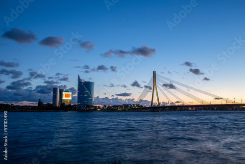 Panorama Riga with Vant bridge and some building on oppozite bank