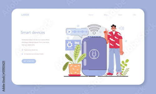 Internet of things development web banner or landing page