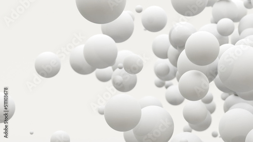 Fototapeta Naklejka Na Ścianę i Meble -  抽象的な白い背景。球、ボール、シャボン玉