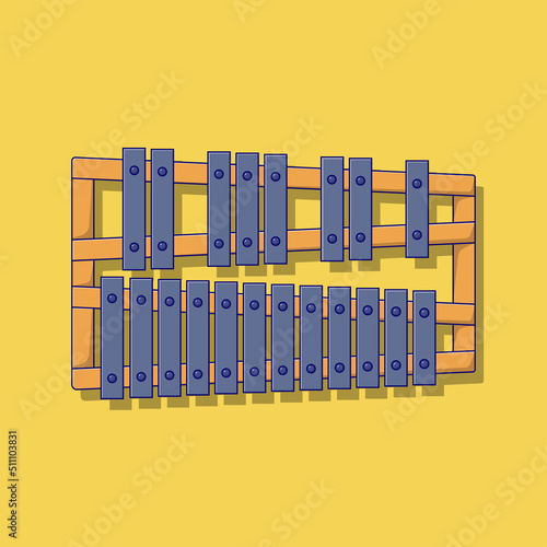 Glockenspiel Vector Illustration. Metallophone. Percussion Music Instrument Vector. Flat Cartoon Style Suitable for Web Landing Page, Banner, Flyer, Sticker, Card, Background