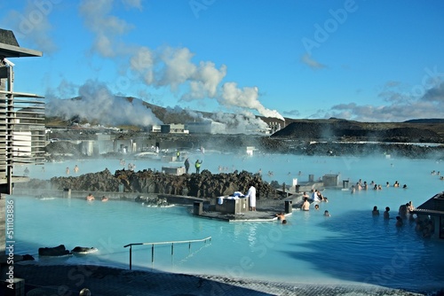 Iceland-view of Blue Lagoon and Geothermal Power Plant in the Reykjanes peninsula