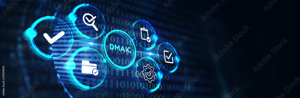 DMAIC, Six Sigma. Define, Measure, Analyse, Improve, Control. Standard quality control and lean manufacturing concept. 3d illustration DMAIC, Six Sigma. Define, Measure, Analyse, Improve, Control. Standard quality control and lean manufacturing concept. 3d illustration