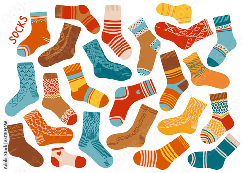 Socks set flat design autumn vector illustration