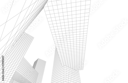 Modern architecture 3d drawing