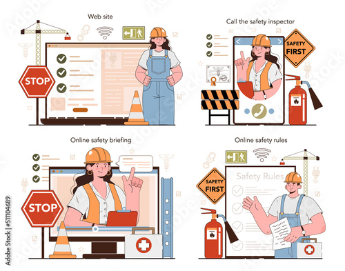 OSHA online service or platform set. Occupational safety inspection