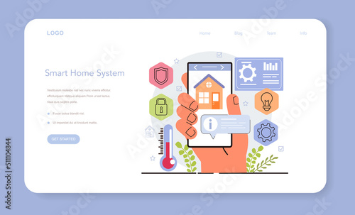 Smart home web banner or landing page. Idea of wireless technology