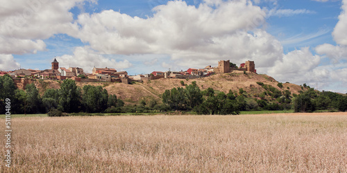 The village of Valderas in the region of Tierra de Campos, Spain. This region of vast horizons and fields of cereal crops extends across four provinces in central and northwestern Spain. photo