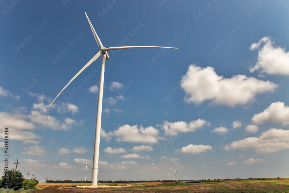 Wind farm with high wind turbines for generation electricity