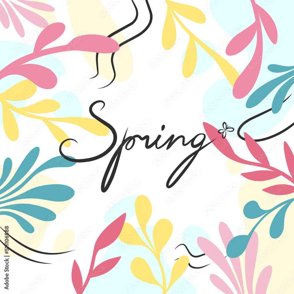 Fototapeta premium Floral square templates. For social media posts, cards, invitations, banner
