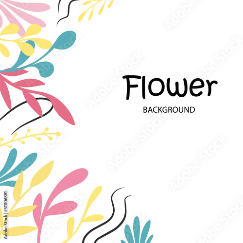 Floral summer square template for text. For social media posts  cards  invitations  banner design