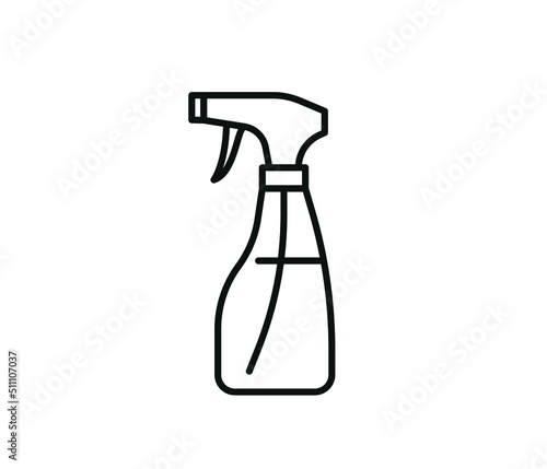 Sprayer disinfection cleaner isolated spray bottle icon. Vector cleaning, washing and disinfection sprayer. Antibacterial alcohol substance, disinfectant. Household chemicals in flat style.