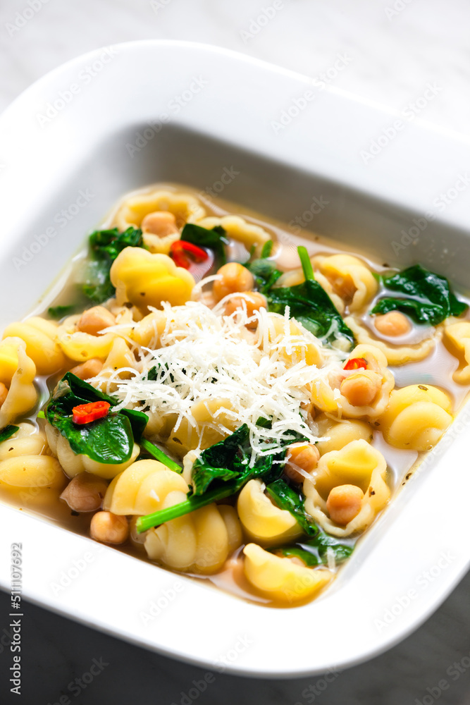 soup with spinach, chickpeas and pasta soup with spinach, chickpeas and pasta