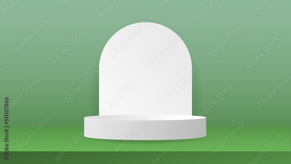 Abstract backdrop for product display, white podium on green background , 3d podium for presentation, illustration 3d Vector EPS 10 Abstract backdrop for product display, white podium on green background , 3d podium for presentation, illustration 3d Vector EPS 10