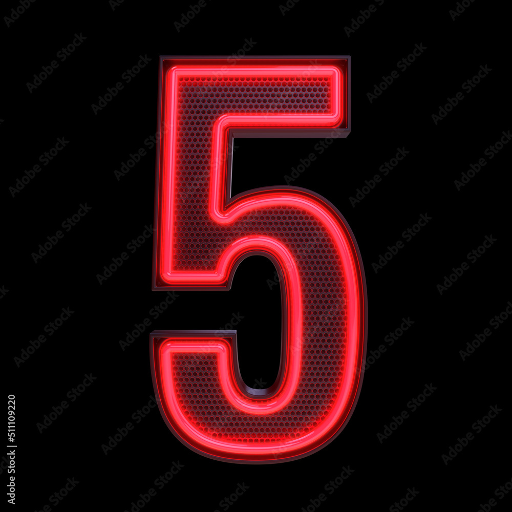 Number 5, Alphabet. Retro 3d number isolated on a black background with Clipping Path. 3d illustration. Number 5, Alphabet. Retro 3d number isolated on a black background with Clipping Path. 3d illustration.