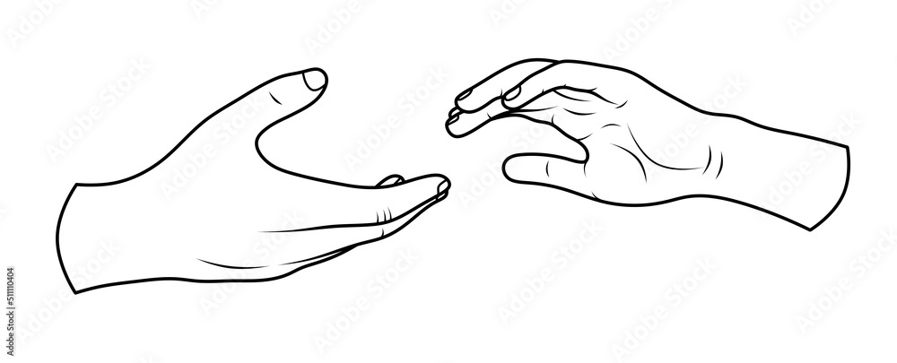 Hands on a white background. Illustration of male hands.