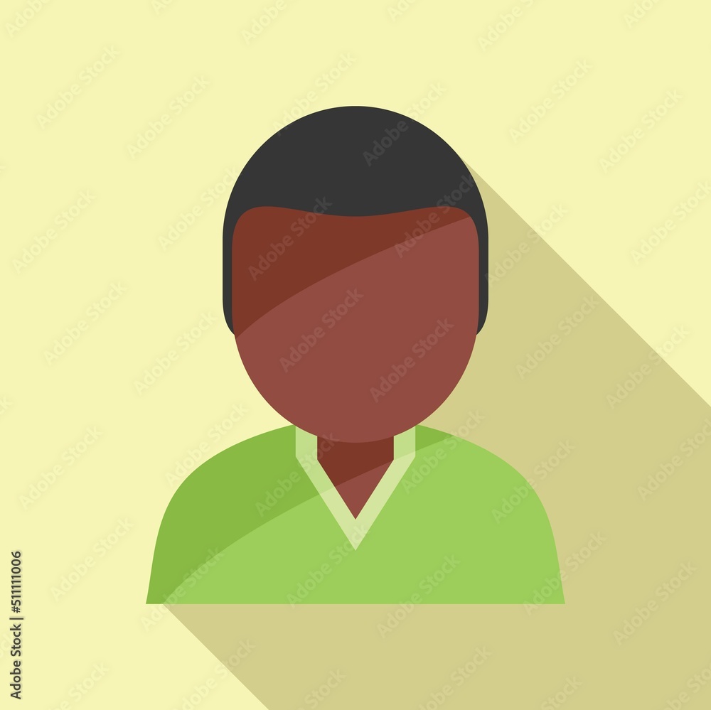 Work african man icon flat vector. Person happy
