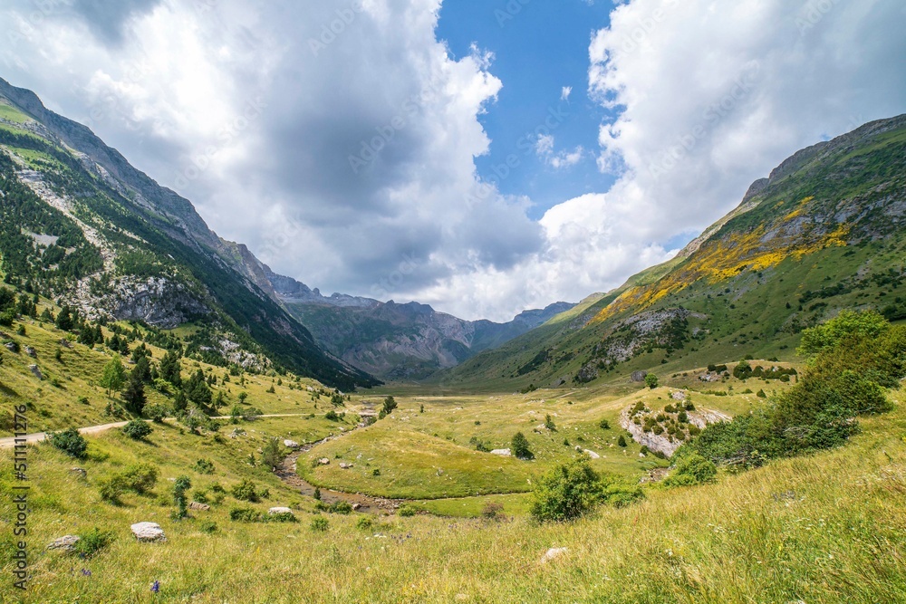 Otal valley in a day with clouds, Ordesa y Monte Perdido national park.
