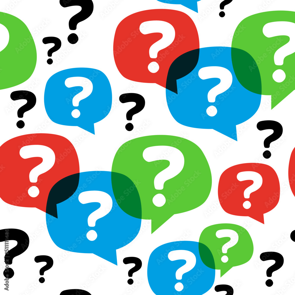 Question mark, help, seamless vector illustration. Pattern, backdrop. Design resource. 3 colors, stackable. Doubts, insecurity, graphic symbol, questions. Isolated on white background, ask, problem. Question mark, help, seamless vector illustration. Pattern, backdrop. Design resource. 3 colors, stackable. Doubts, insecurity, graphic symbol, questions. Isolated on white background, ask, problem.