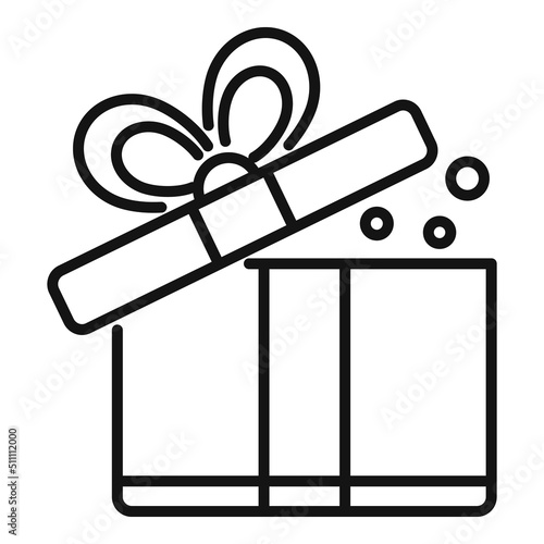Open gift box icon outline vector. Happy present