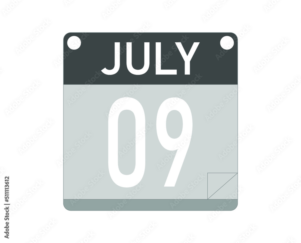 July day 9. Calendar icon for the month of july. Calendar vector. July day 9. Calendar icon for the month of july. Calendar vector.