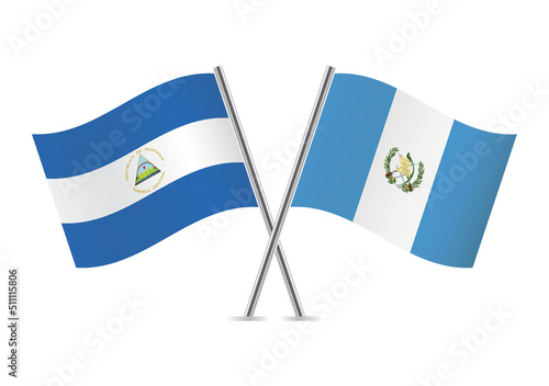 Free Download The Republic of Nicaragua and Guatemala 
crossed flags. Nicaraguan and Guatemalan flags on white background. Vector icon set. Vector illustration. - GFXLoad