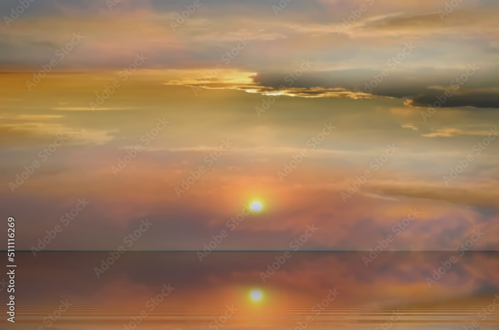 summer evening orange gold pink evening sunset at sea cloudy sky skyline weather forecast   landscape 