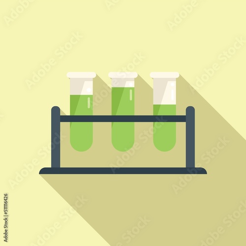 Test tube stand icon flat vector. Survey sheet