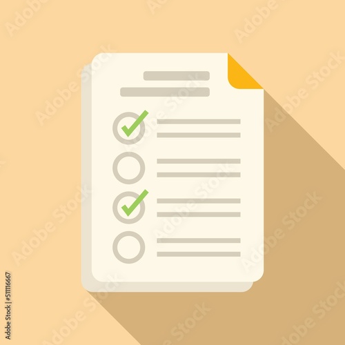 Paper mark test icon flat vector. Exam answer