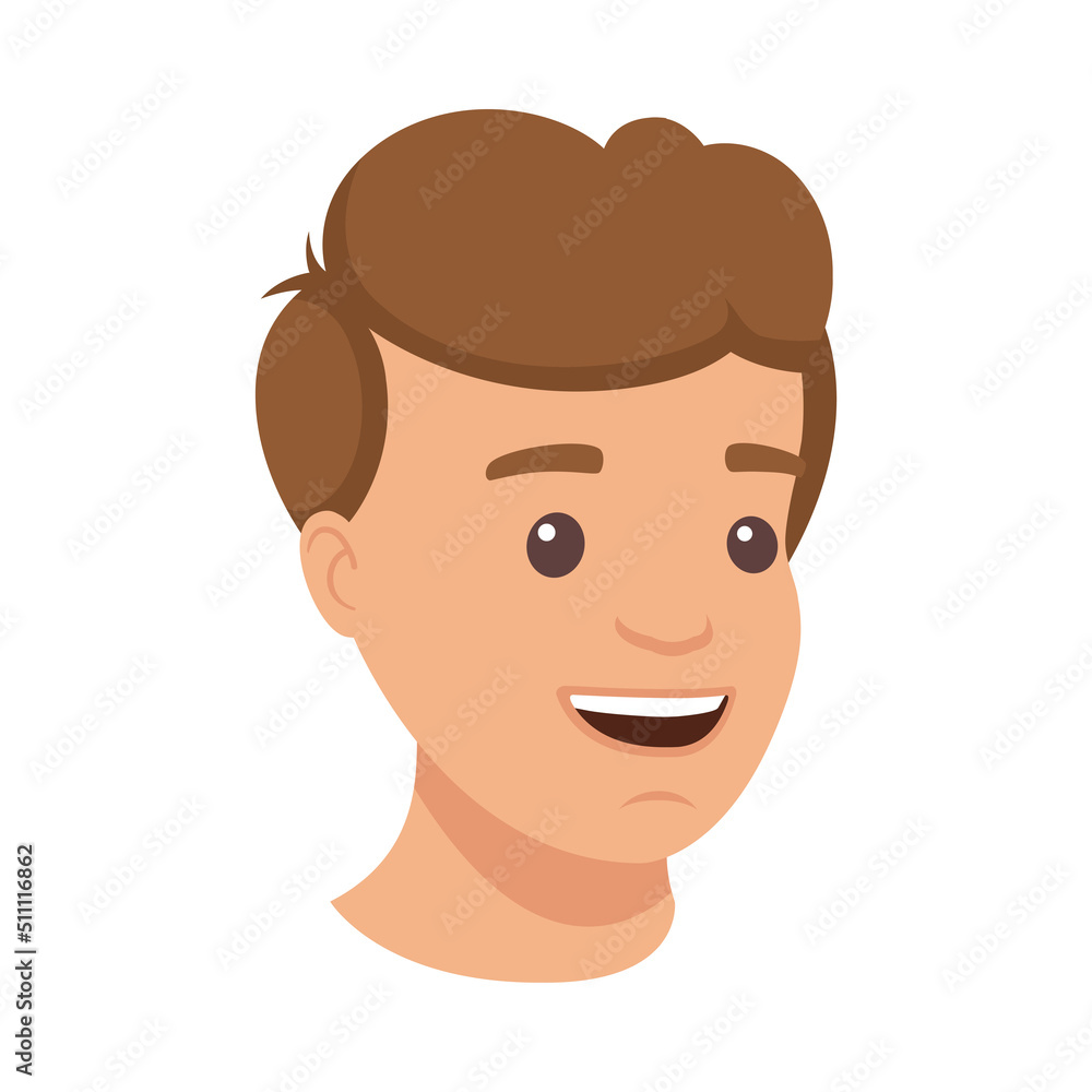 Handsome Brunet Man Character with Laughing Face Demonstrating Emotion Vector Illustration