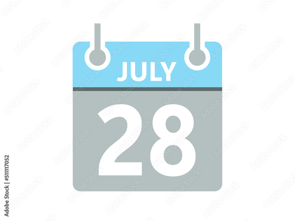 July 28. Vector flat daily calendar icon. Date, day, month and holiday for july. July 28. Vector flat daily calendar icon. Date, day, month and holiday for july.