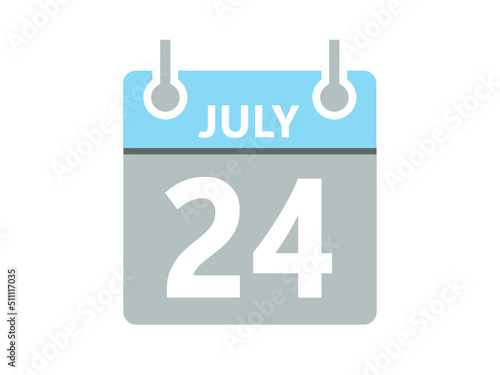 July 24. Vector flat daily calendar icon. Date, day, month and holiday for july.
