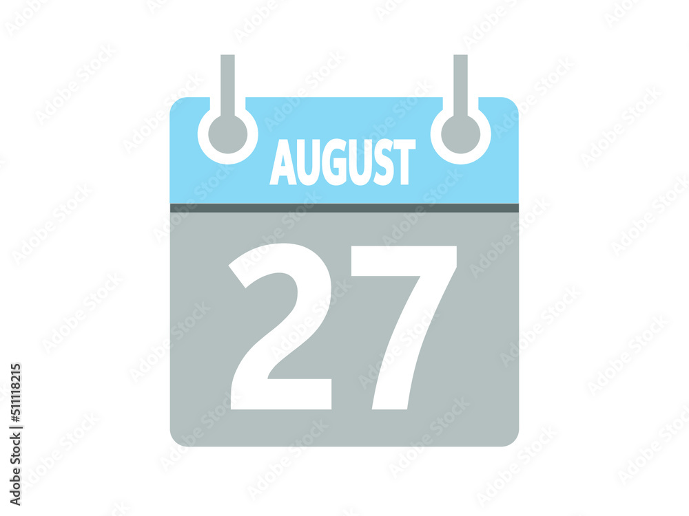 August 27. Vector flat daily calendar icon. Date, day, month and holiday for august. August 27. Vector flat daily calendar icon. Date, day, month and holiday for august.