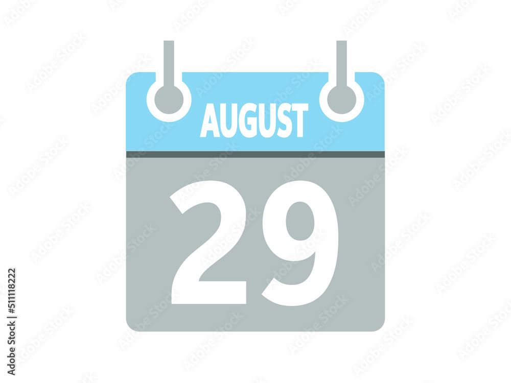 August 29. Vector flat daily calendar icon. Date, day, month and holiday for august. August 29. Vector flat daily calendar icon. Date, day, month and holiday for august.